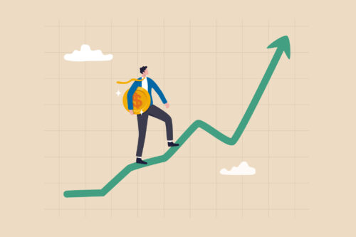 A picture of an employee climbing the green line to symbolize improving employee retention without raising salaries.